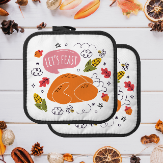 Let's Feast Thanksgiving Pot Holders buy at ThingsEngraved Canada