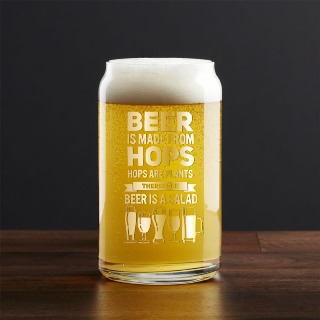 Glass Beer Can 16oz Gold Engraving Beer is a Salad