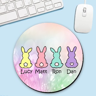 Circle Mouse Pad with Four Bunnies buy at ThingsEngraved Canada