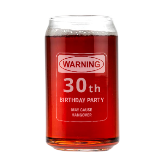 Custom Birthday Warning Beer Glass