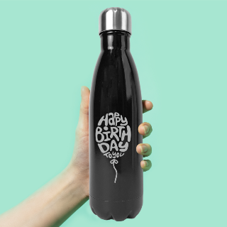 Birthday Water Bottle - 32oz Stainless Steel Black with Engravings