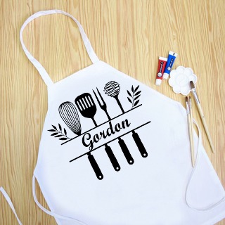 Personalized Youth Apron 3 WHITE Polyester 18.5"x24"