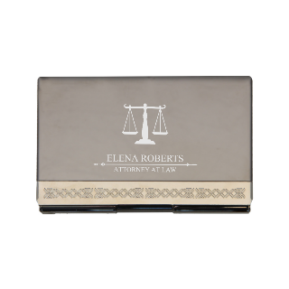 Custom Engraved Scale of Justice Card Case buy at ThingsEngraved Canada