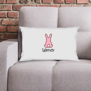 Pink Easter Bunny Custom Rectangular Cushion Cover