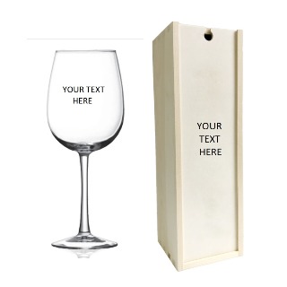 Wine Glass and Wine Bottle Box with Custom Engravings