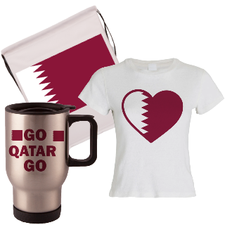 Go Qatar Go Travel Mug, Drawstring Bag, and T-Shirt Set for Her buy at ThingsEngraved Canada