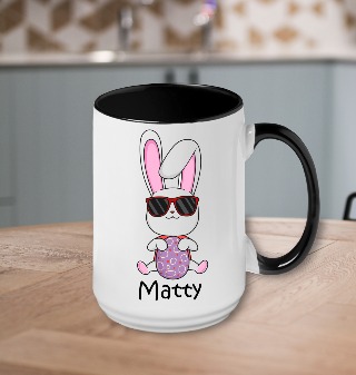 Easter Bunny Ceramic Mug 15 oz 1 Black Handle