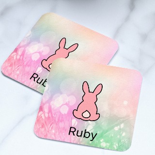 Easter Coaster with One Bunny - pink
