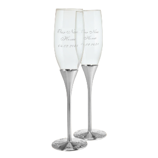 Custom Engrave New Home Champagne Flute - Set of 2 buy at ThingsEngraved Canada