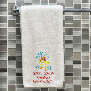 Personalized Plush White Bath Towel buy at ThingsEngraved Canada