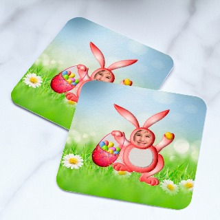 Pink Bunny Custom Coaster