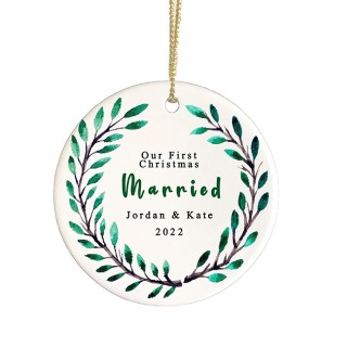 Personalized Our 1st Christmas Married ceramic ornament buy at ThingsEngraved Canada