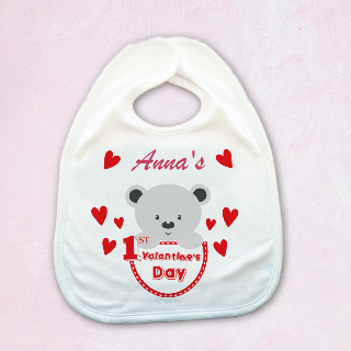 Baby's First Valentine's Day Personalized Bib buy at ThingsEngraved Canada