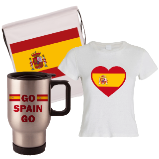 Go Spain Go  Travel Mug, Drawstring Bag, and T-Shirt Set for Her buy at ThingsEngraved Canada