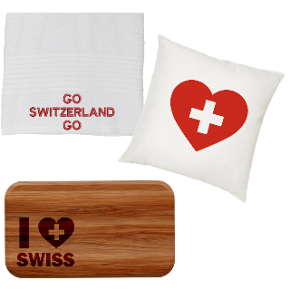 Go Switzerland Go Towel, Pillow, and Cutting Board Set buy at ThingsEngraved Canada
