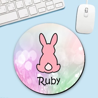 Circle Mouse Pad with One Bunny - Pink buy at ThingsEngraved Canada