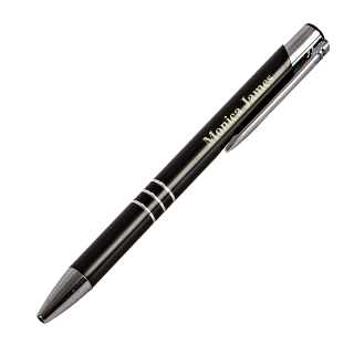 Black Laser Engraved Metal Stylized Pen