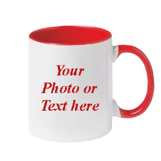 Custom 11oz Photo Mug - Red Handle buy at ThingsEngraved Canada