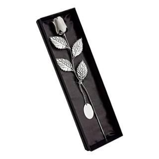 Silver-Plated White Rose with Custom Engraving buy at ThingsEngraved Canada