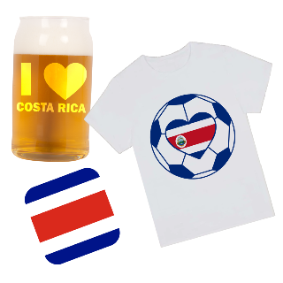 Go Costa Rica Go T Shirt, Beer Glass, and Square Coaster Set buy at ThingsEngraved Canada