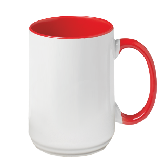 Custom 15oz Photo Mug - Red Handle buy at ThingsEngraved Canada
