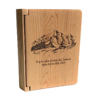 Engraved Maple Wood Photo Album Trip to Rockies buy at ThingsEngraved Canada