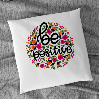 Be Positive Floral Cushion with Custom Name