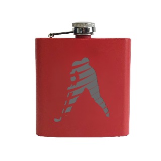 Red Stainless Steel Flask 6oz Hockey buy at ThingsEngraved Canada