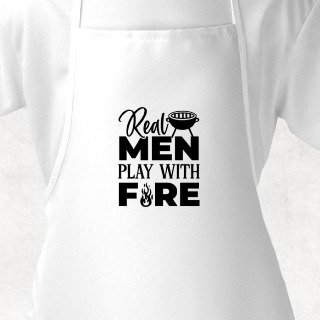 Real Men Play With Fire White Adult Apron buy at ThingsEngraved Canada