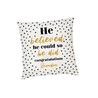 Personalized Cushion Cover He Believed Polka Dot buy at ThingsEngraved Canada