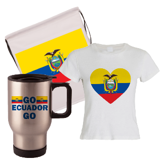 Go Ecuador Go Travel Mug, Drawstring Bag, and T-Shirt Set for Her buy at ThingsEngraved Canada