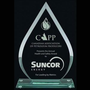 Engravable Teardrop Glass Award 7" x4.8" - Small