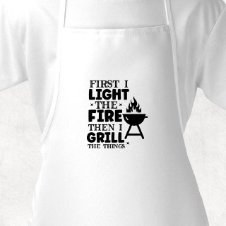 First I Light The Fire White Adult Apron buy at ThingsEngraved Canada