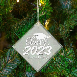 Custom Engraved Class of 2023 Graduation Diamond Ornament