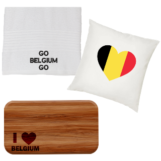 Go Belgium Go Towel, Pillow, and Cutting Board Set buy at ThingsEngraved Canada