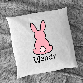 Easter Bunny Square Cushion with Filling (Pink) buy at ThingsEngraved Canada