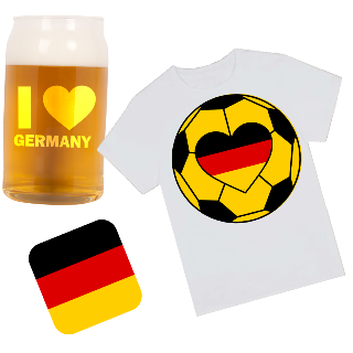 Go Germany Go T Shirt, Beer Glass, and Square Coaster Set buy at ThingsEngraved Canada