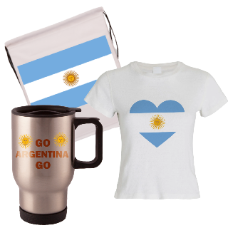 Go Argentina Go Travel Mug, Drawstring Bag, and T-Shirt Set for Her buy at ThingsEngraved Canada