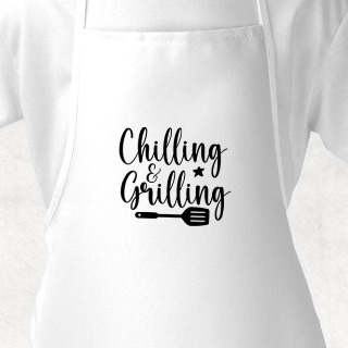 Chilling and Grilling White Adult Apron buy at ThingsEngraved Canada
