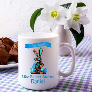 Be Cool Like Easter Bunny Custom Name Ceramic Mug 15 oz buy at ThingsEngraved Canada