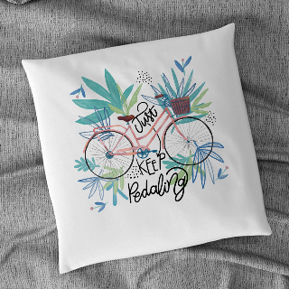 Keep Pedaling Cushion Cover with Custom Name 18" x 18"